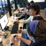Girls coding at Thunkable offices